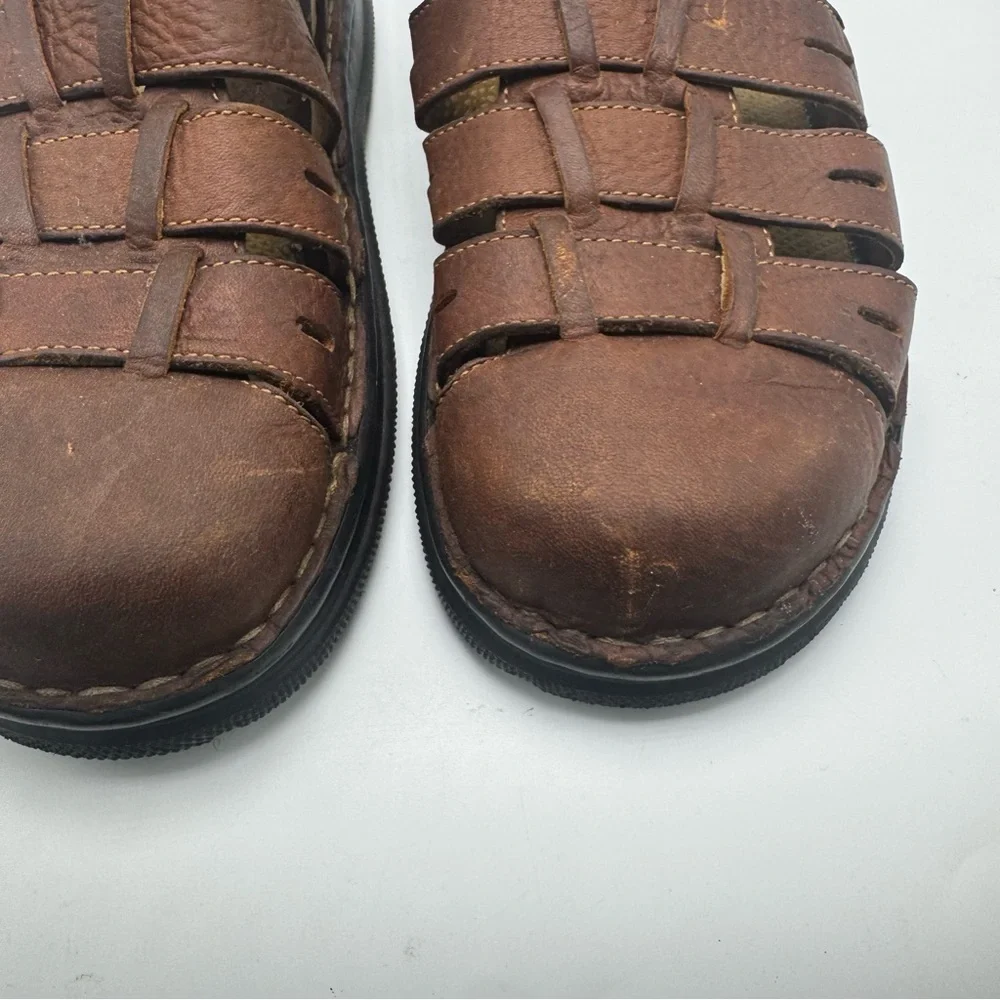 EARTH SHOE Simon II Fisherman Sandals Men's Size 12 Brown Leather Slides Y2K 90s